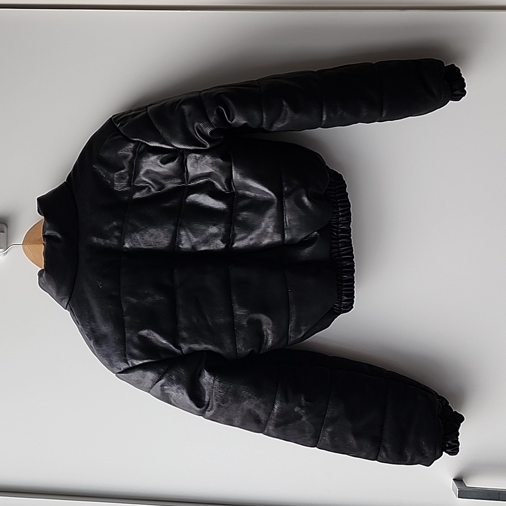 Vintage Versace Jeans Couture Coated Textured Cropped Puffer Bomber Jacket - Picture 10 of 10